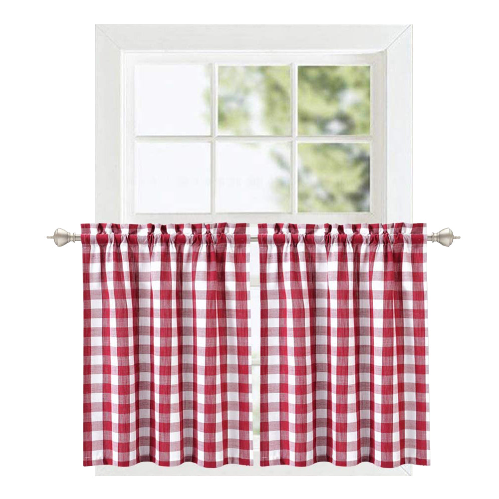 Buffalo Plaid Valance Curtains for Kitchen