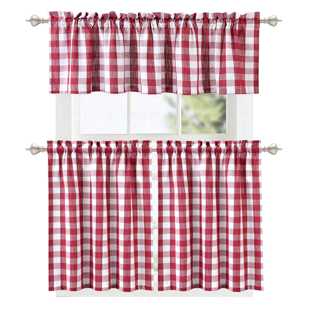 Buffalo Plaid Valance Curtains for Kitchen