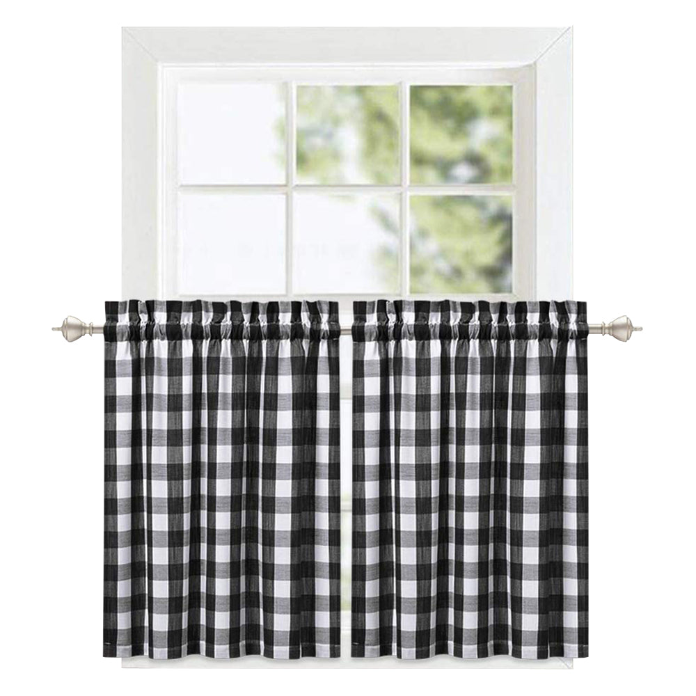 Buffalo Plaid Valance Curtains for Kitchen