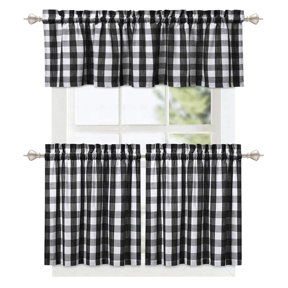 Buffalo Plaid Valance Curtains for Kitchen