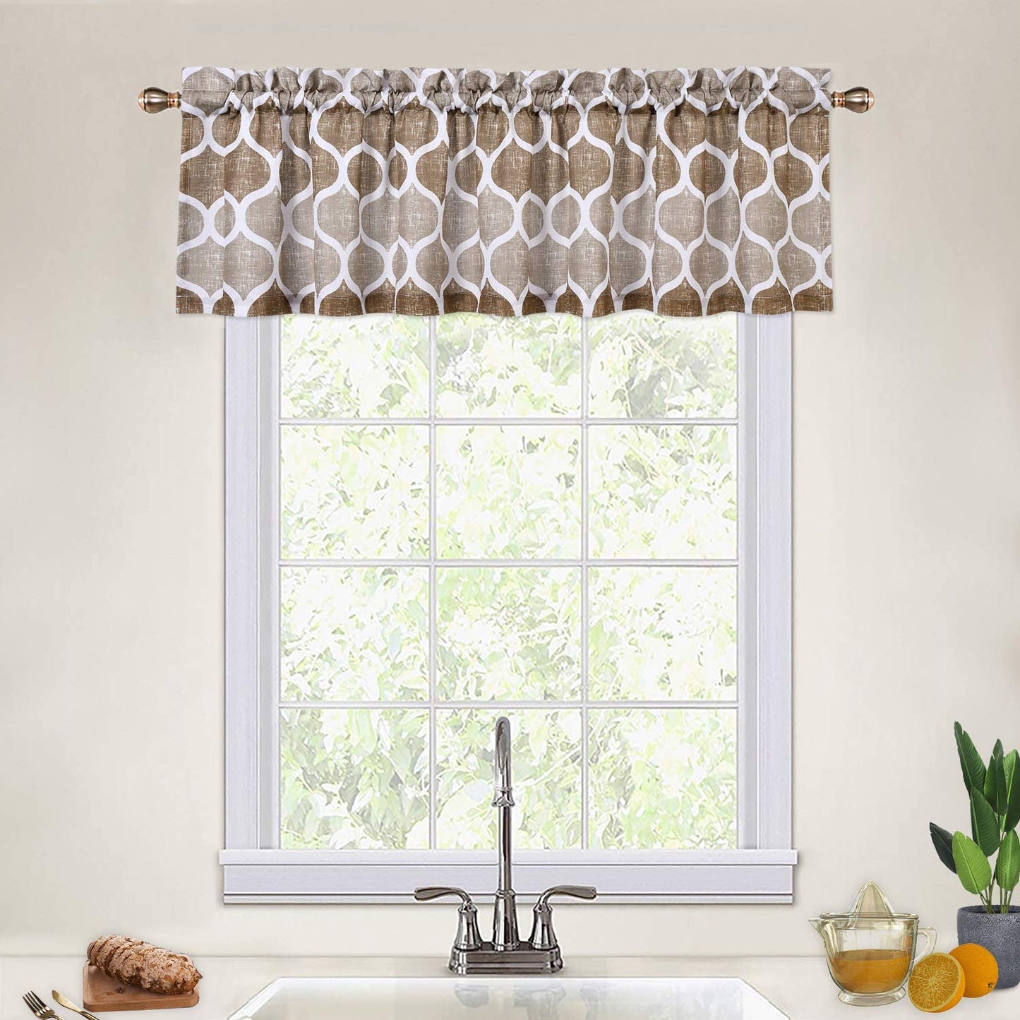 Valances for Kitchen Geometric Moroccan Printed