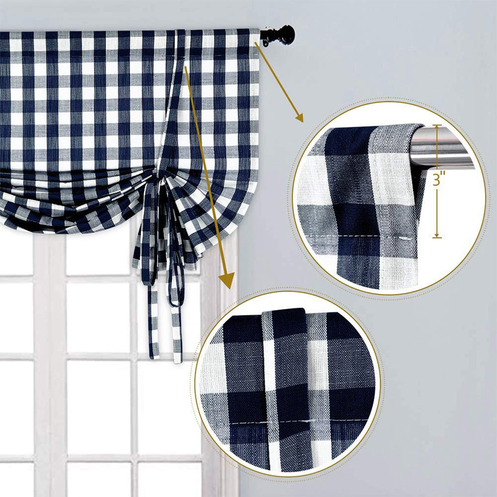 Buffalo Plaid Valance Curtains for Kitchen