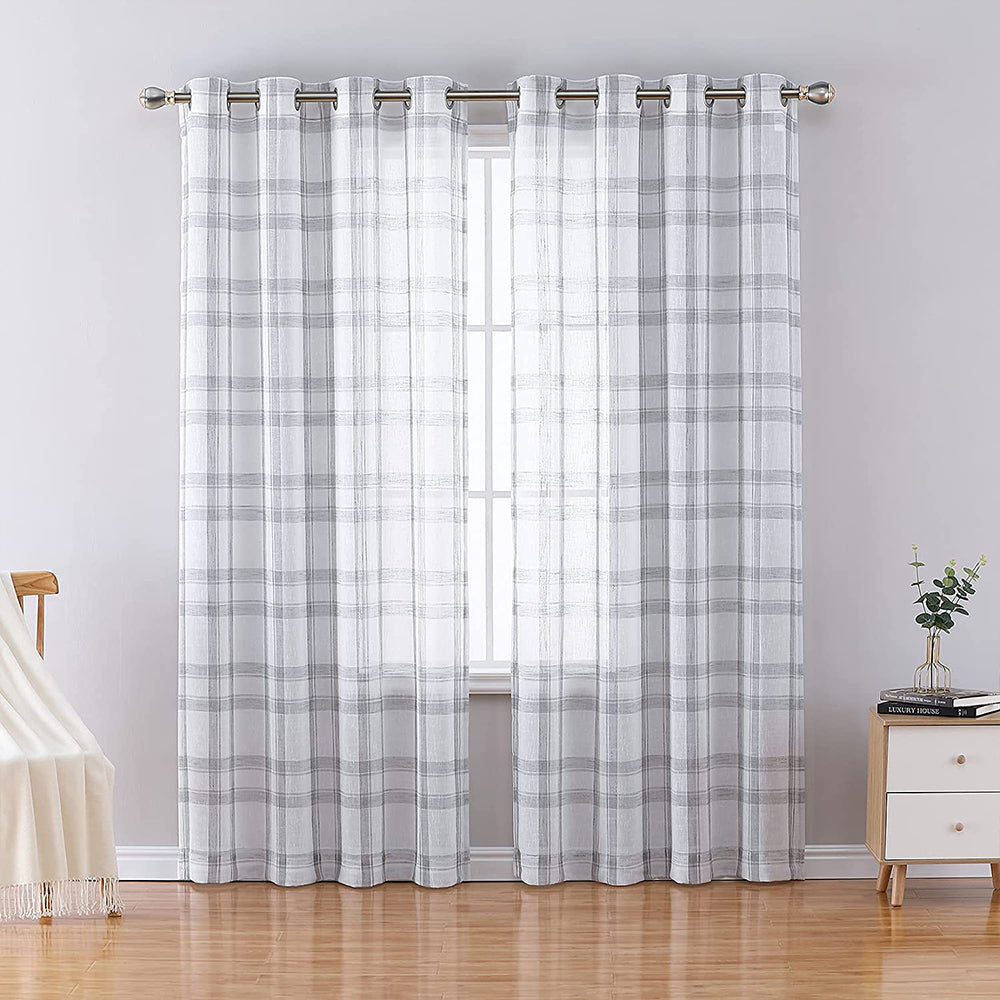 Buffalo Plaid Semi-sheer Curtains