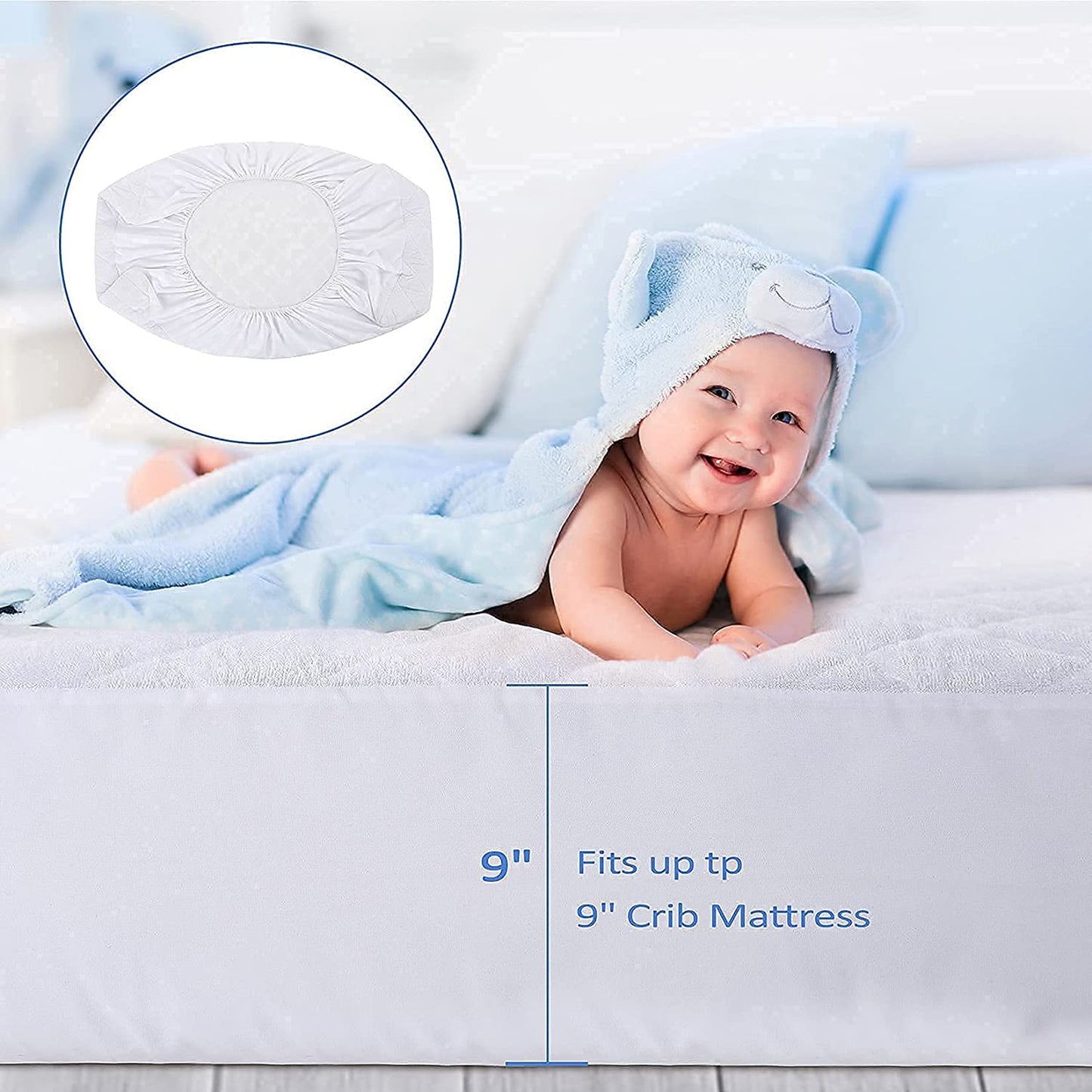 Bamboo Crib Mattress Protector 9 Inch Waterproof