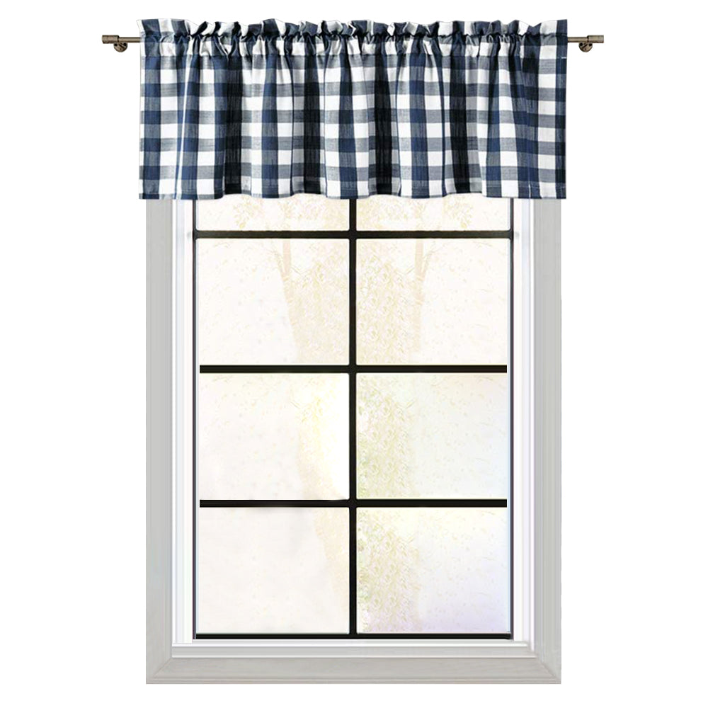 Buffalo Plaid Valance Curtains for Kitchen