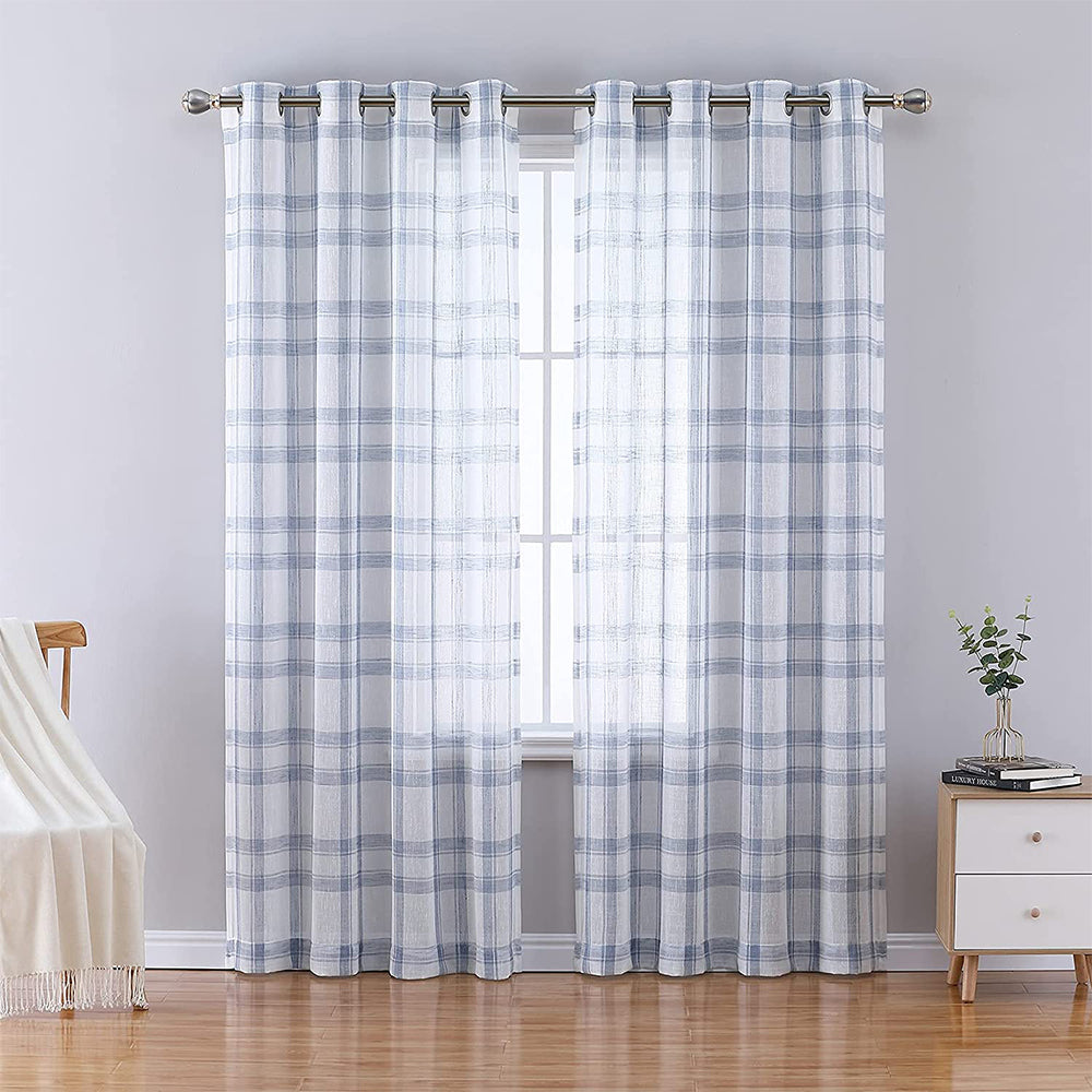 Buffalo Plaid Semi-sheer Curtains