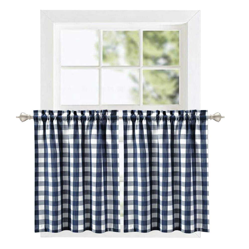 Buffalo Plaid Valance Curtains for Kitchen