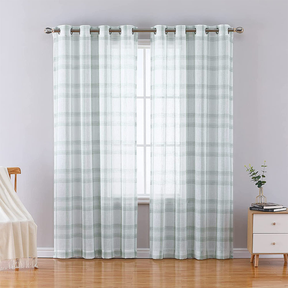 Buffalo Plaid Semi-sheer Curtains