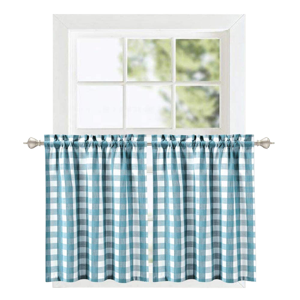 Buffalo Plaid Valance Curtains for Kitchen