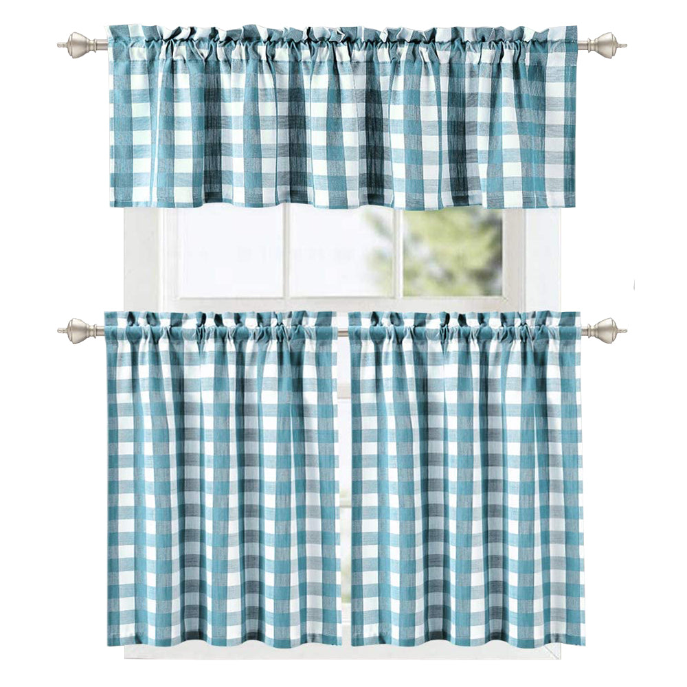 Buffalo Plaid Valance Curtains for Kitchen