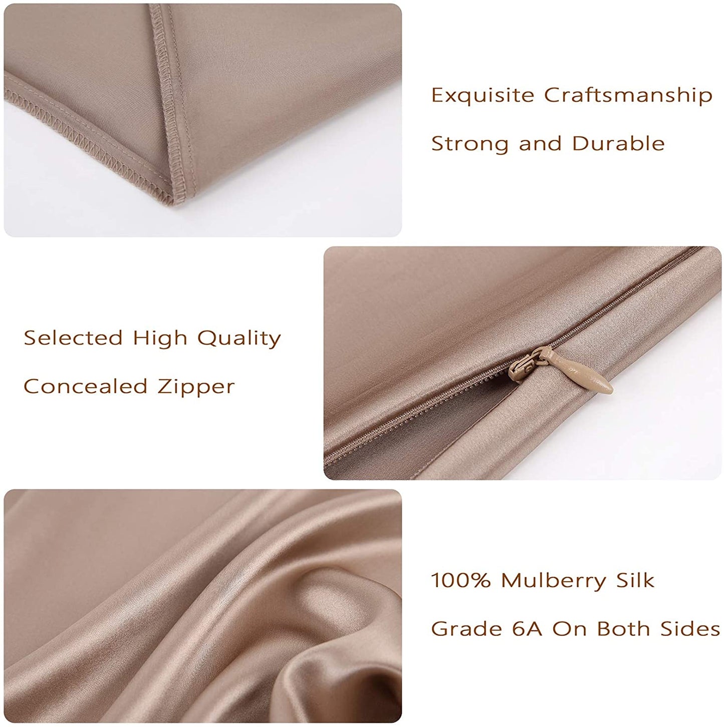 100% Pure Mulberry Silk Pillow Cases with Hidden Zipper 20*36 inch