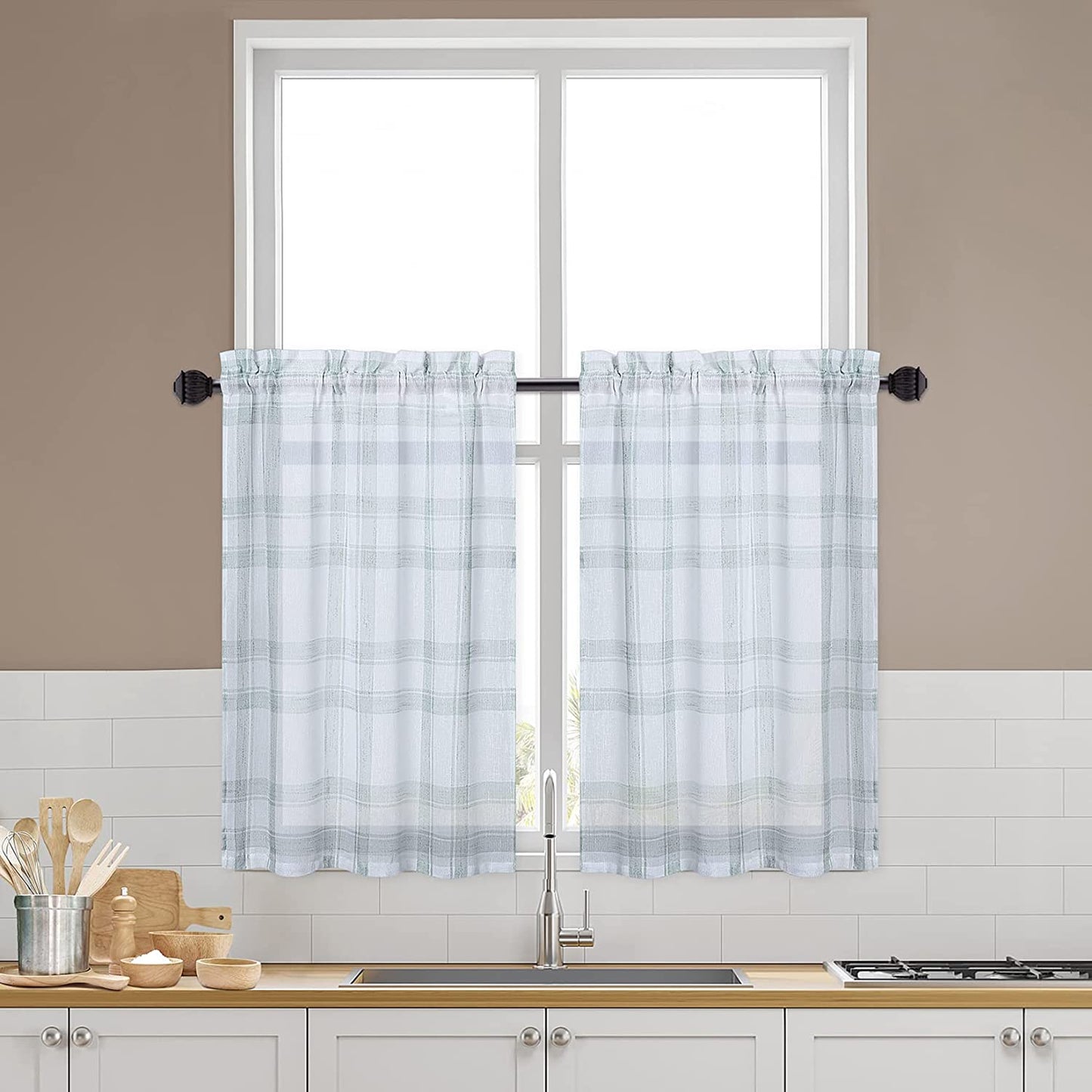 Buffalo Plaid Semi-sheer Curtains