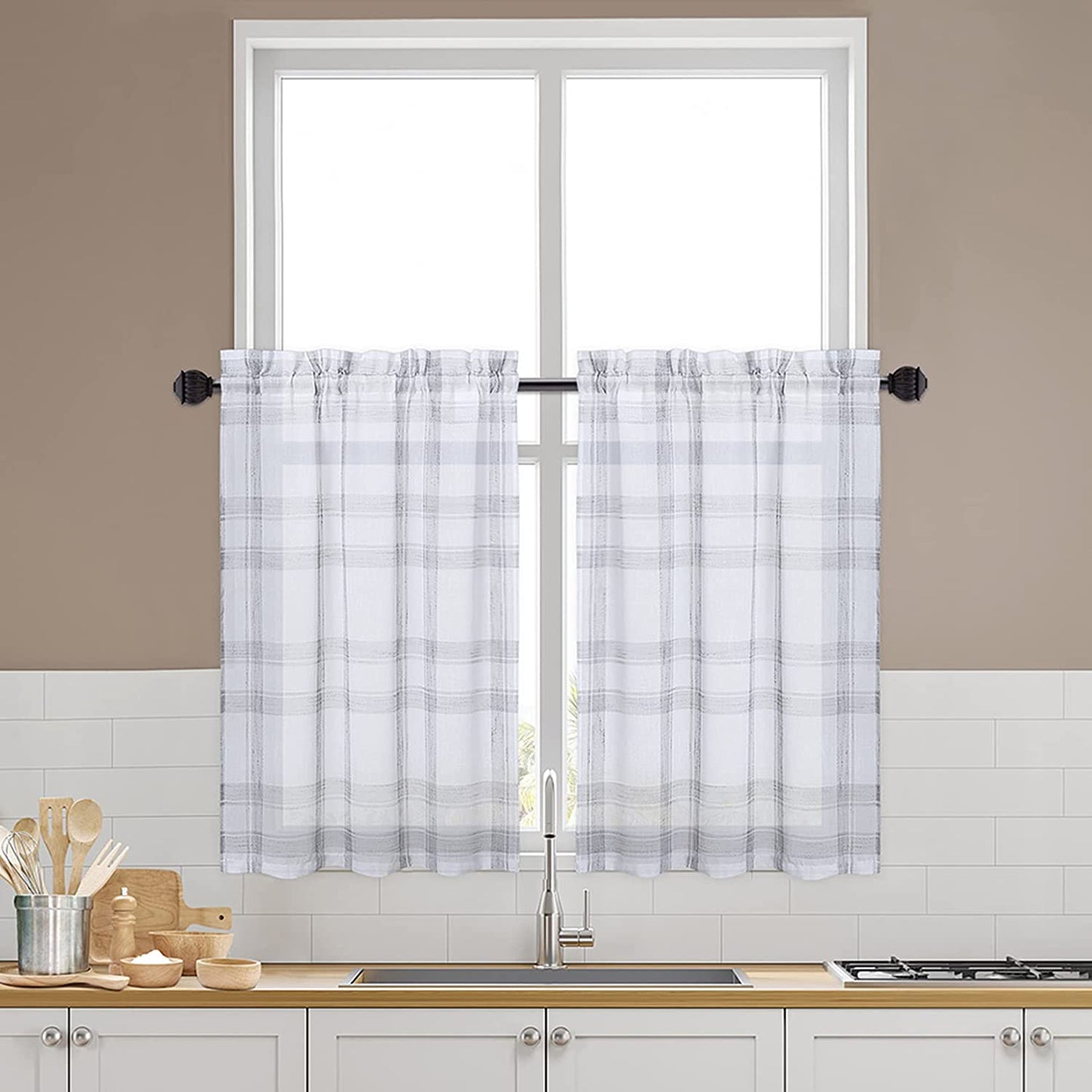 Buffalo Plaid Semi-sheer Curtains