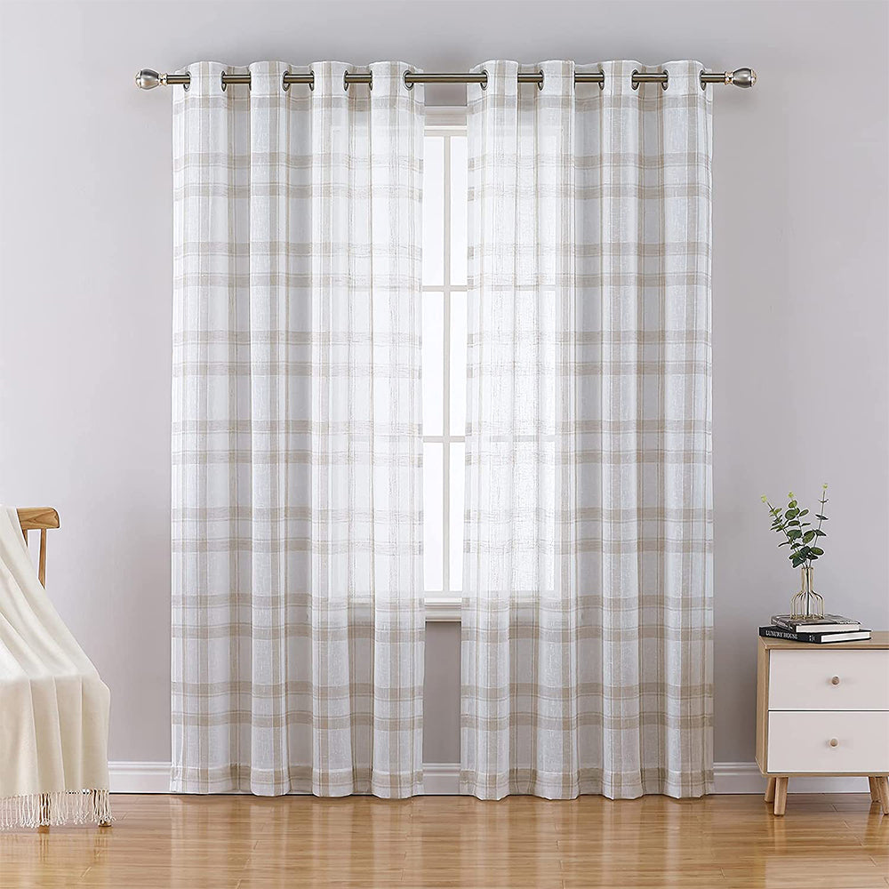 Buffalo Plaid Semi-sheer Curtains