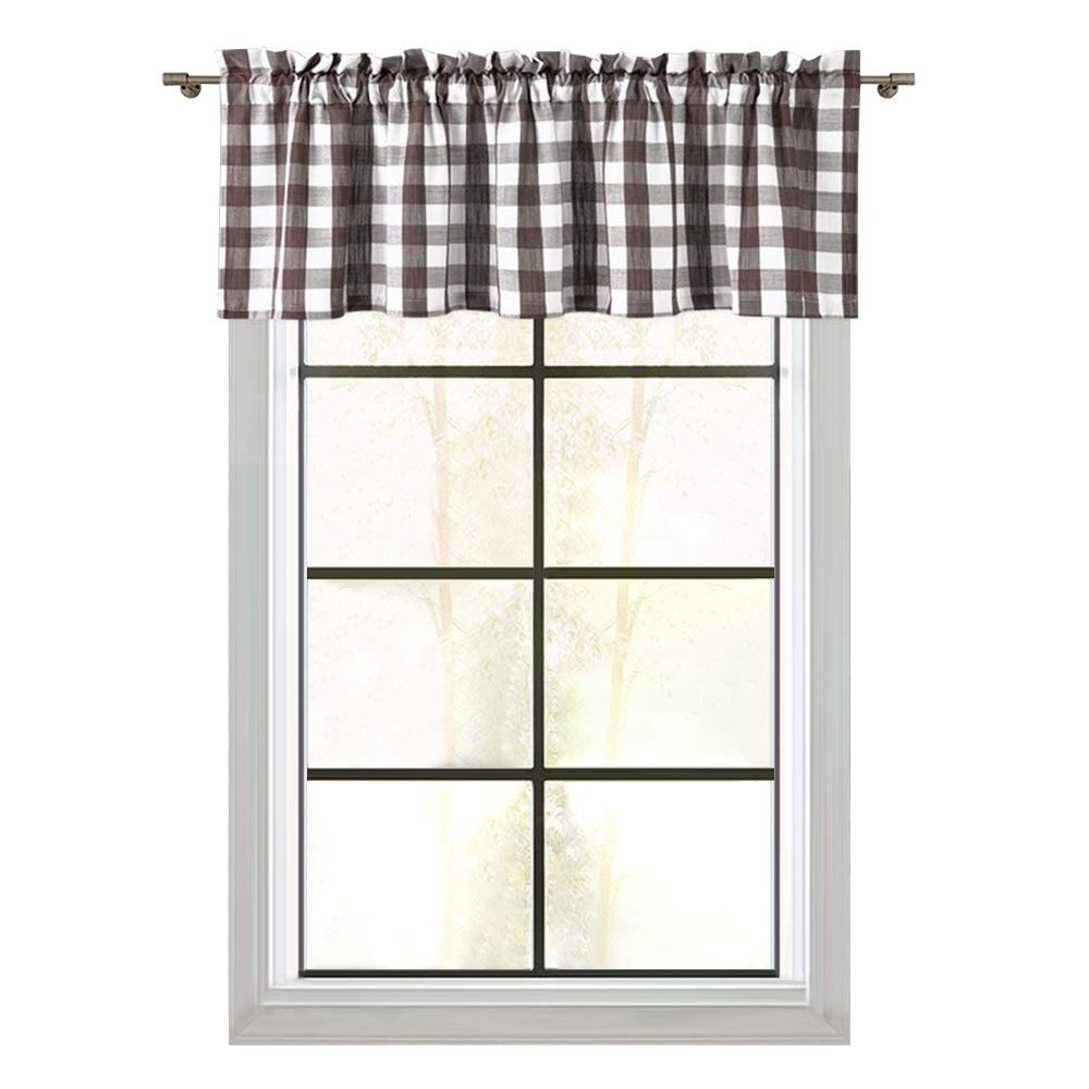 Buffalo Plaid Valance Curtains for Kitchen