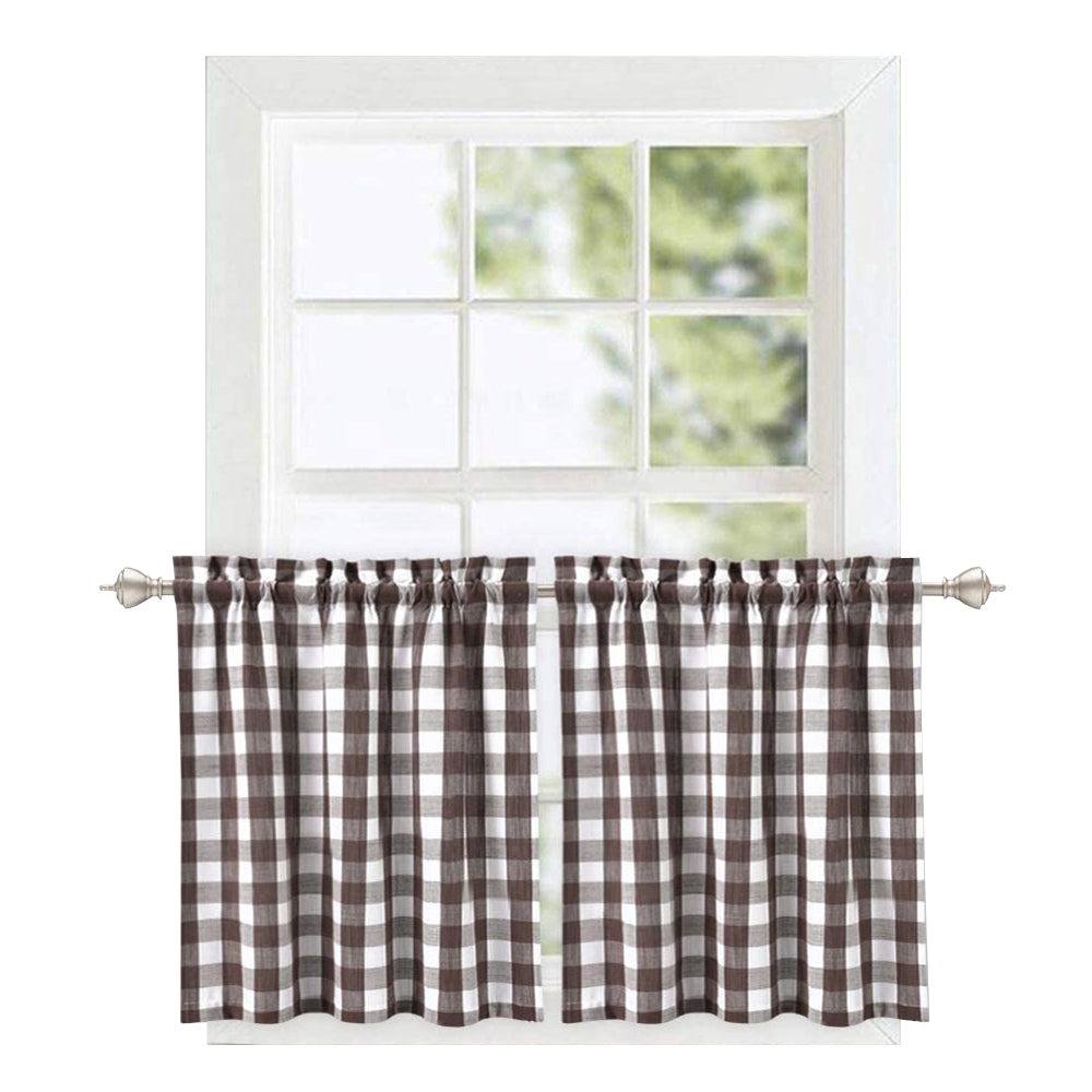 Buffalo Plaid Valance Curtains for Kitchen