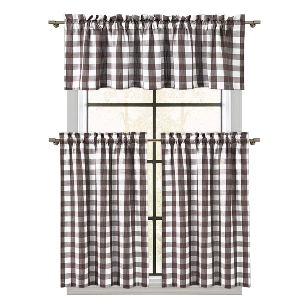 Buffalo Plaid Valance Curtains for Kitchen