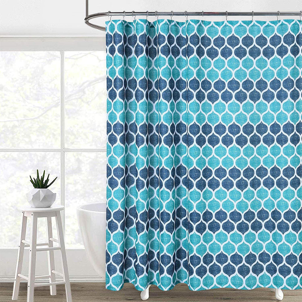 Fabric Shower Curtain Moroccan Ogee Patterned Modern