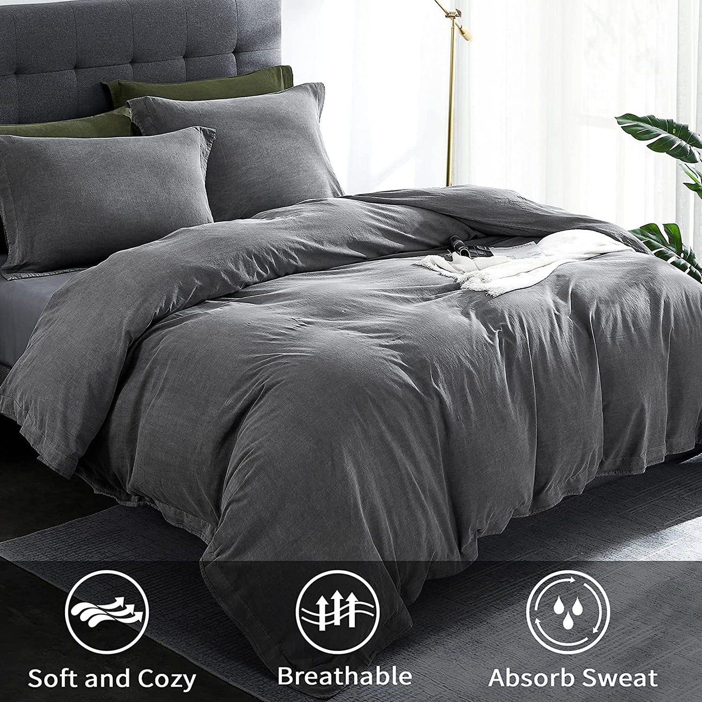 100% Washed Cotton Duvet Cover Set