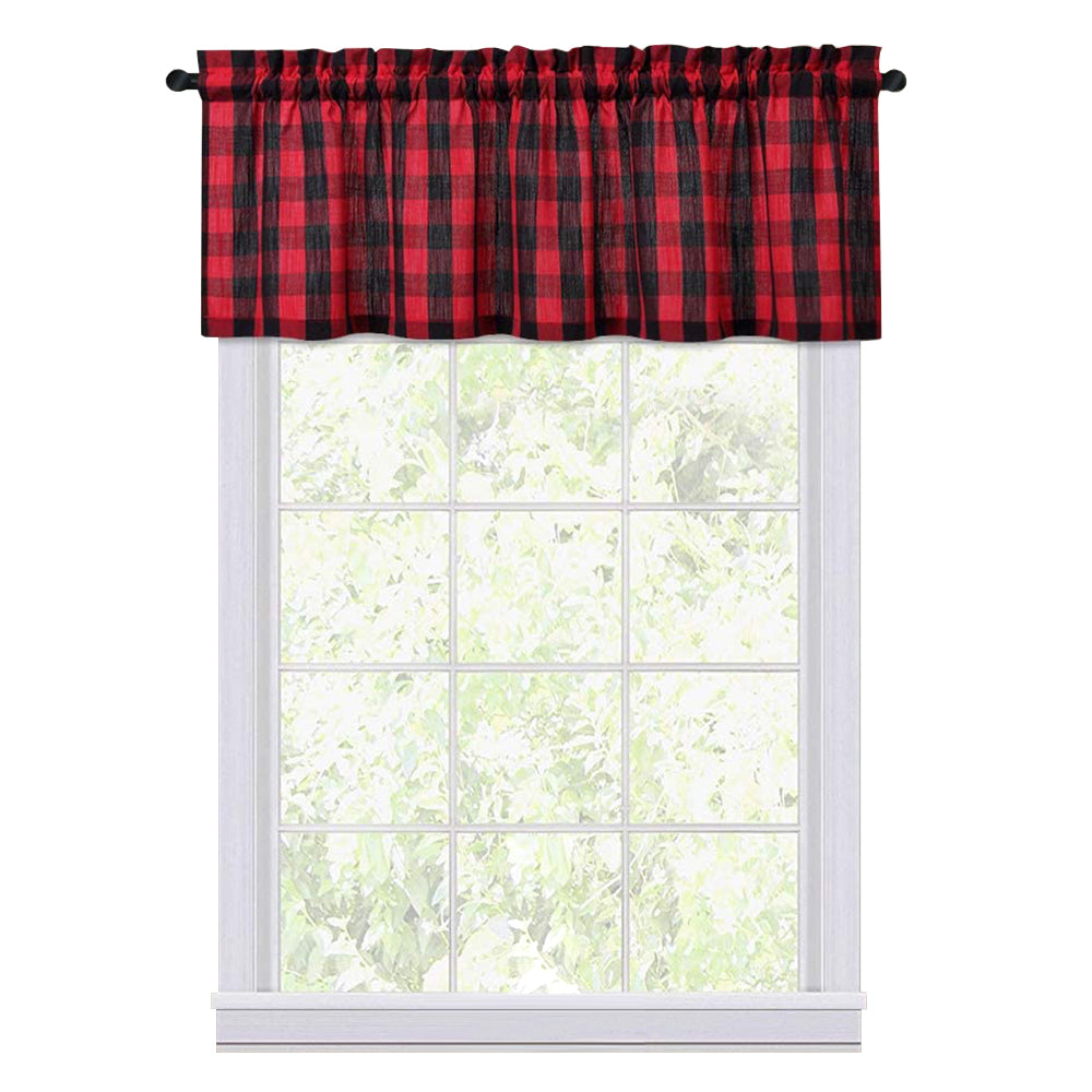 Buffalo Plaid Valance Curtains for Kitchen