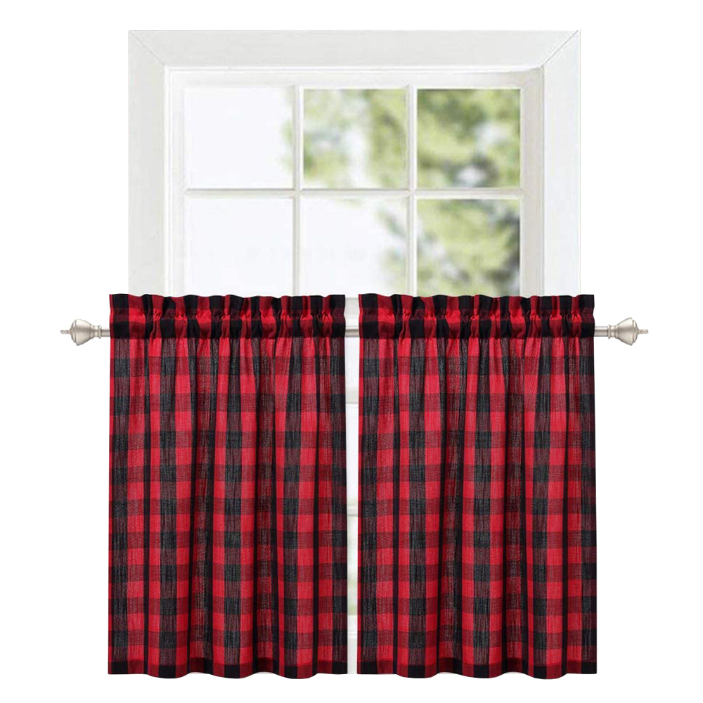 Buffalo Plaid Valance Curtains for Kitchen