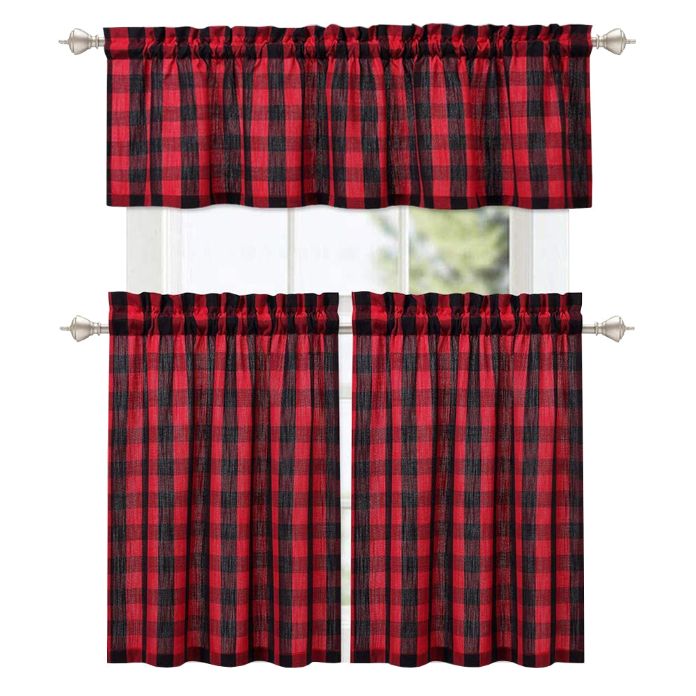 Buffalo Plaid Valance Curtains for Kitchen