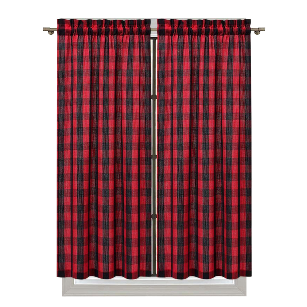 Buffalo Plaid Valance Curtains for Kitchen