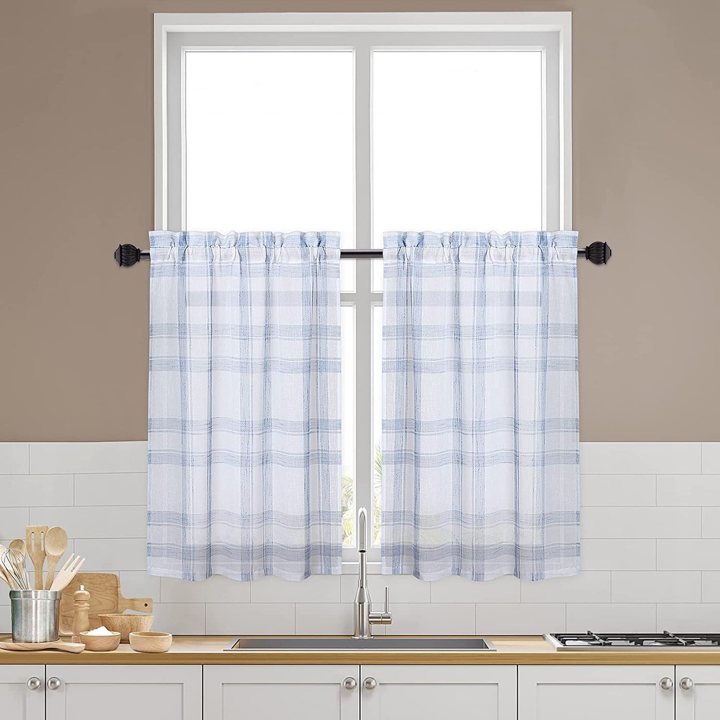 Buffalo Plaid Semi-sheer Curtains