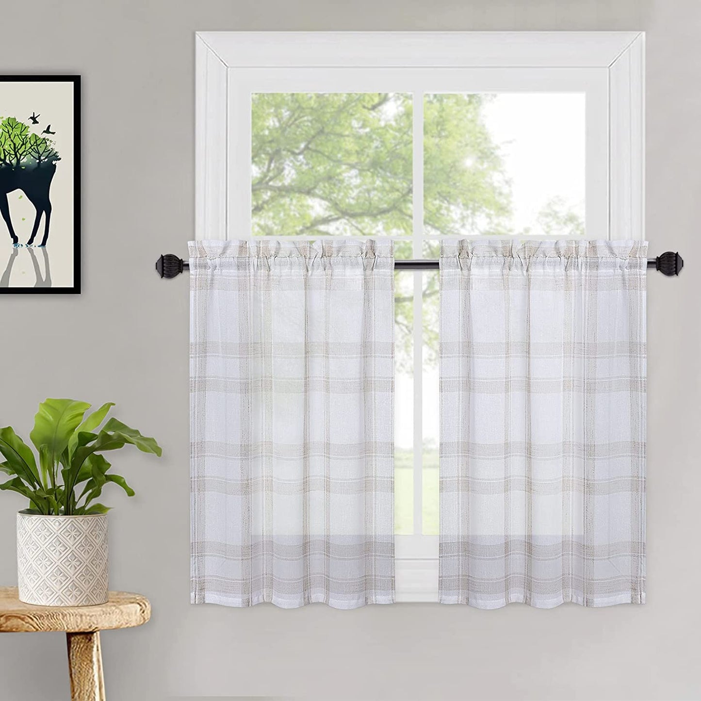 Buffalo Plaid Semi-sheer Curtains