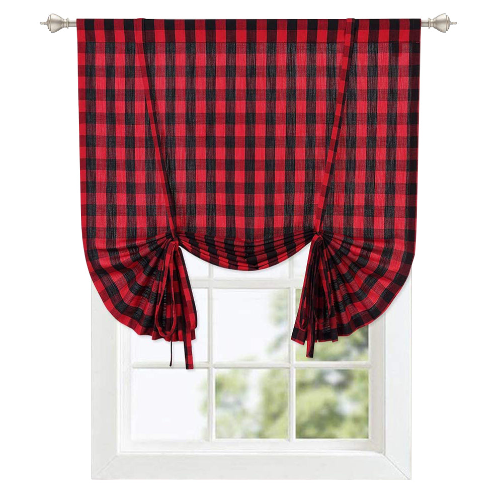 Buffalo Plaid Valance Curtains for Kitchen