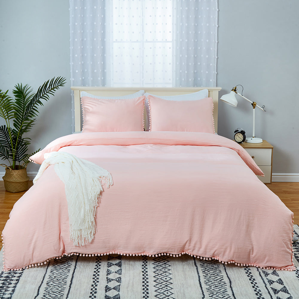 CAROMIO Pom Pom Duvet Cover