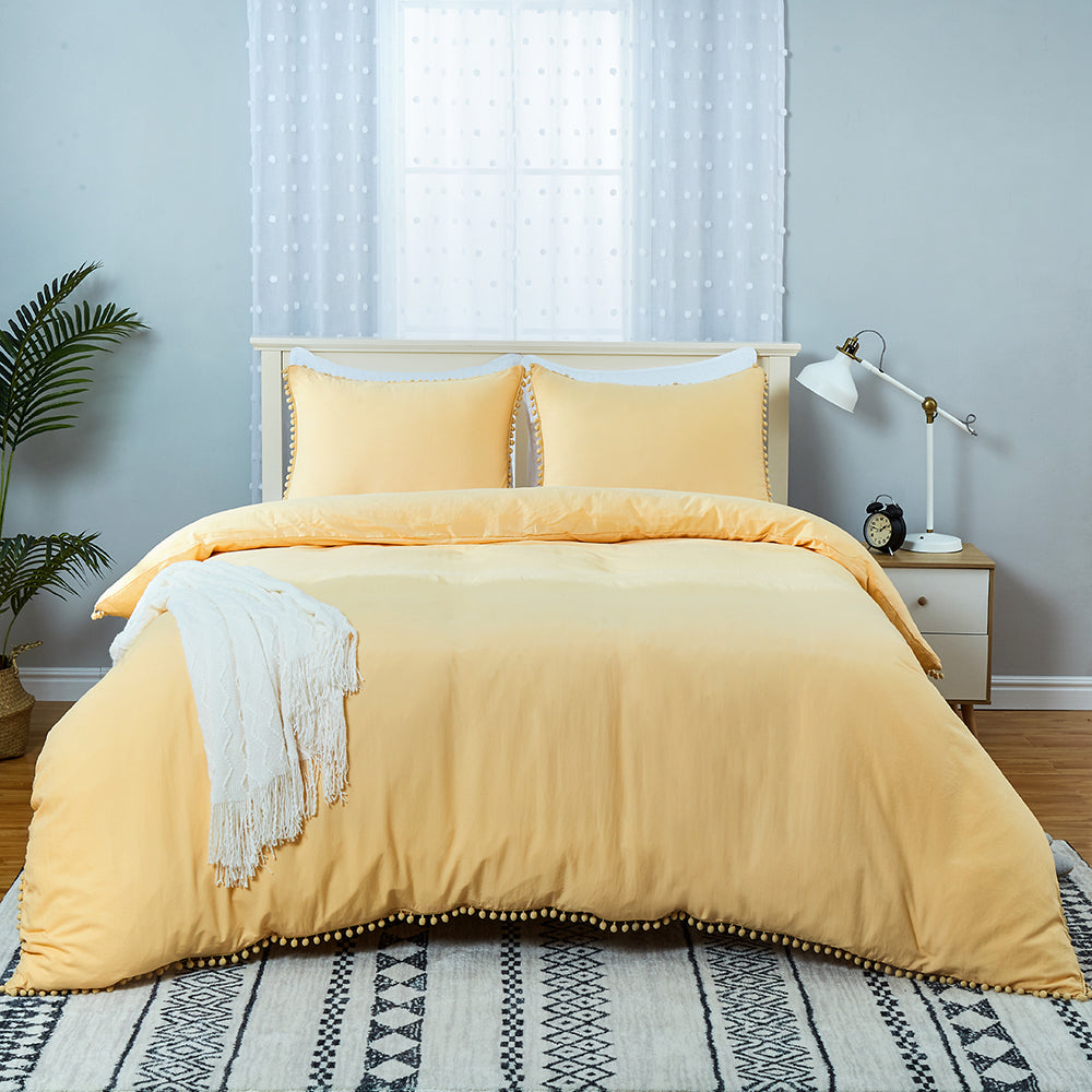 CAROMIO Pom Pom Duvet Cover