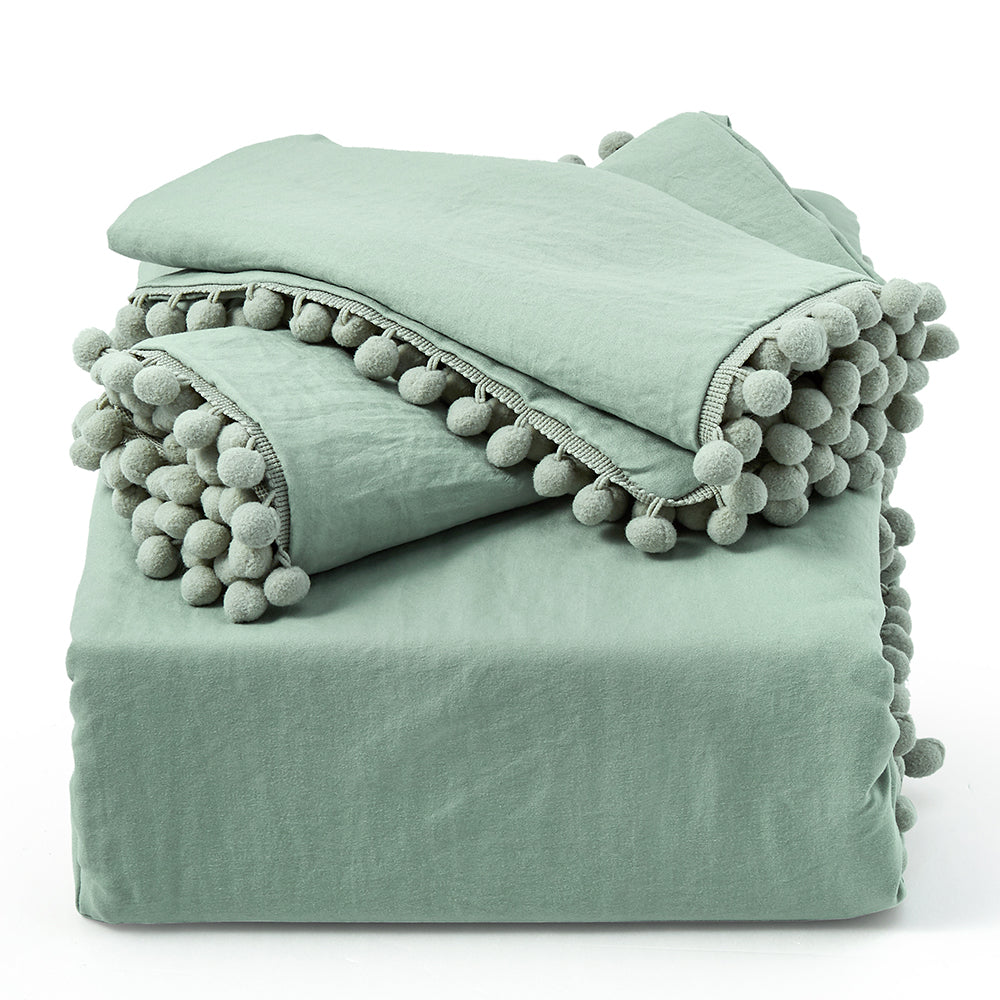 CAROMIO Pom Pom Duvet Cover