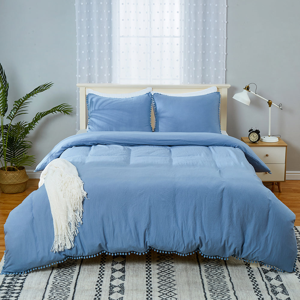 CAROMIO Pom Pom Duvet Cover