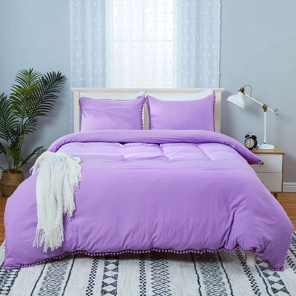 CAROMIO Pom Pom Duvet Cover