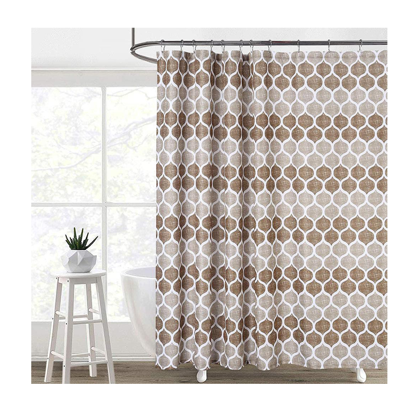 Fabric Shower Curtain Moroccan Ogee Patterned Modern