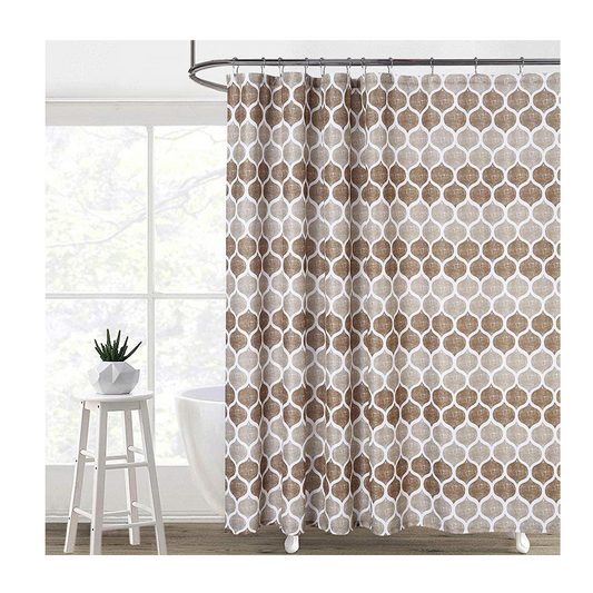 Fabric Shower Curtain Moroccan Ogee Patterned Modern